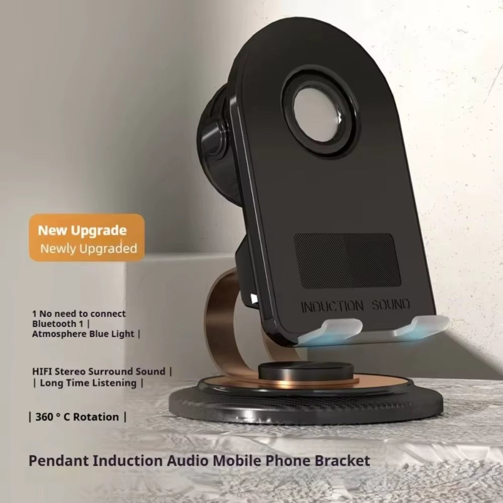 3 in 1 Induction Mobile Phone Holder 360° Rotate Portable Phone Stand HD Sound Multi-Function Wireless Bluetooth Speaker Stand