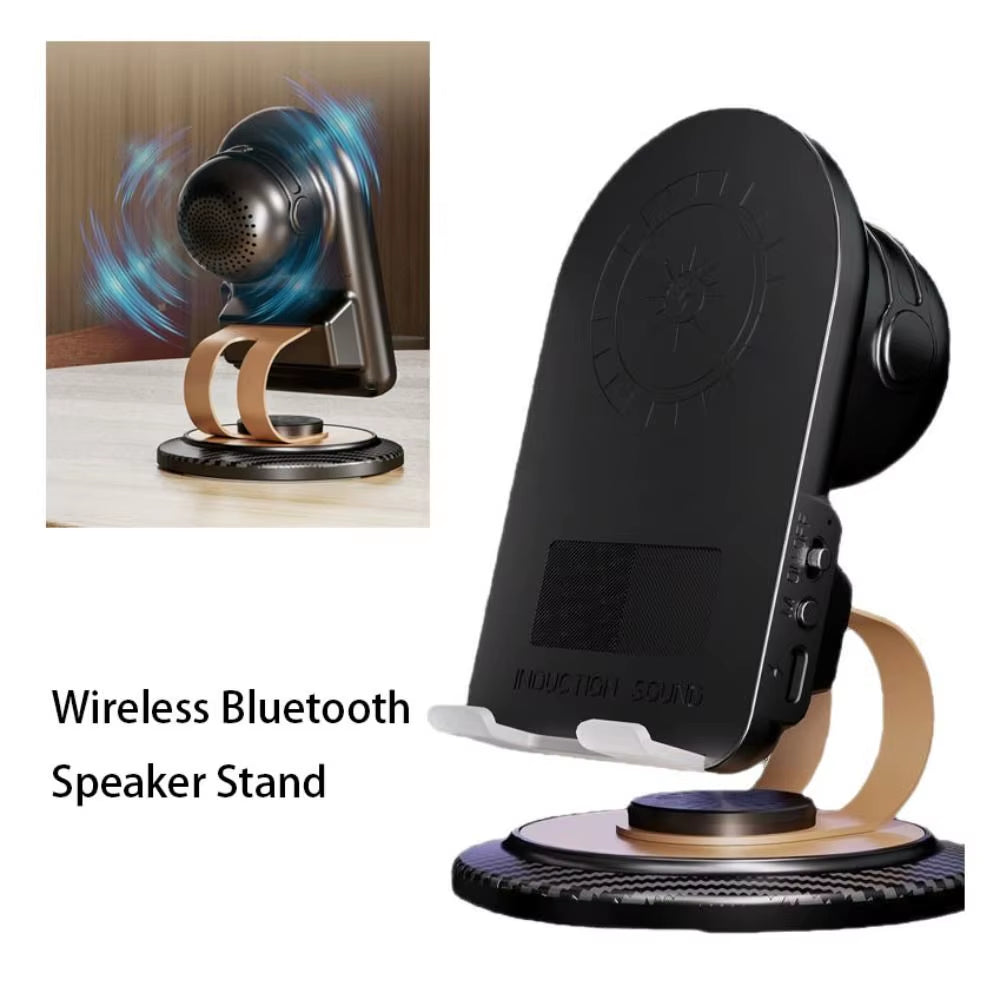 3 in 1 Induction Mobile Phone Holder 360° Rotate Portable Phone Stand HD Sound Multi-Function Wireless Bluetooth Speaker Stand